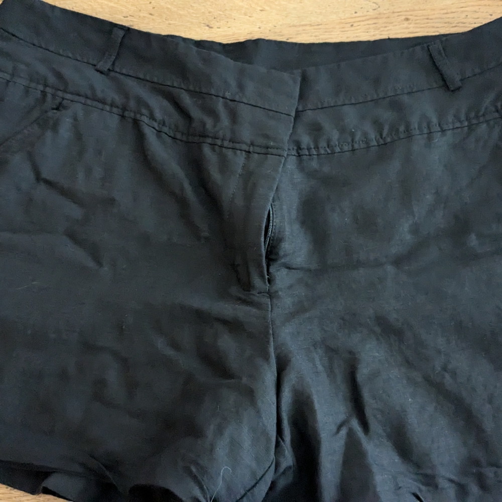 Gibson Latimer Size 16 Black Lined Linen Blend Shorts